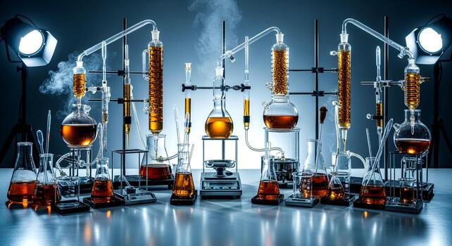 Chicobest laboratory glassware and chemical analysis setup
